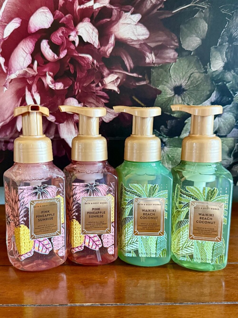 NEW 4-Pc PINK PINEAPPLE SUNRISE & BEACH COCONUT Foaming Hand Soap BBW